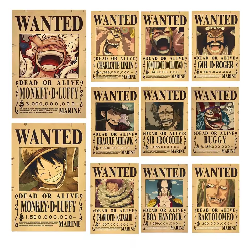Vintage Collectible Items - Anime One Piece Bounty Aranıyor Posterleri